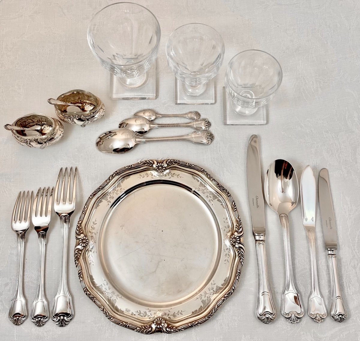 Cutlery Set Port Royal De Christofle, 125 Pieces, Silver Plated, Complete For 12 People-photo-7