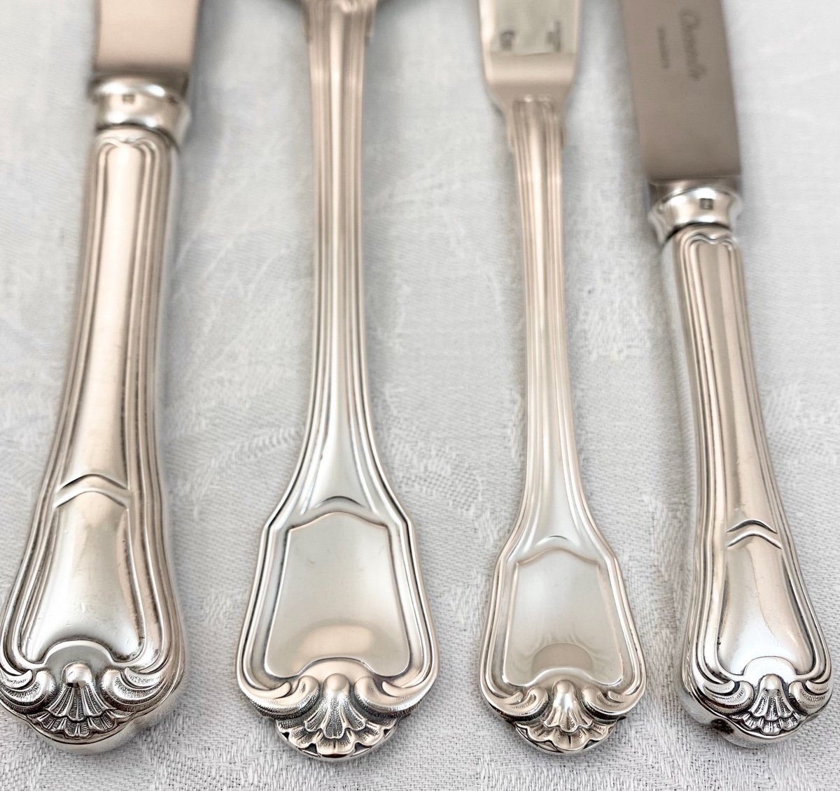 Cutlery Set Port Royal De Christofle, 125 Pieces, Silver Plated, Complete For 12 People-photo-8