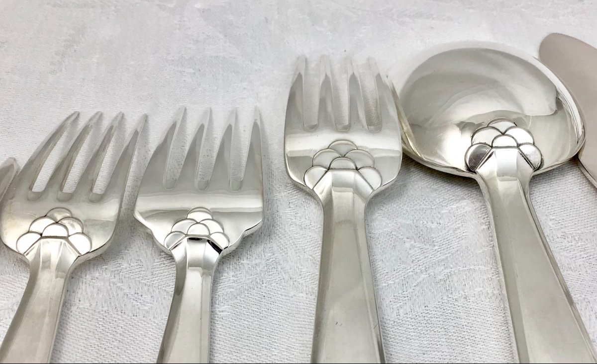 Art Deco Housewife, Sterling Silver, Delheid, Brussels, 140 Pieces-photo-2