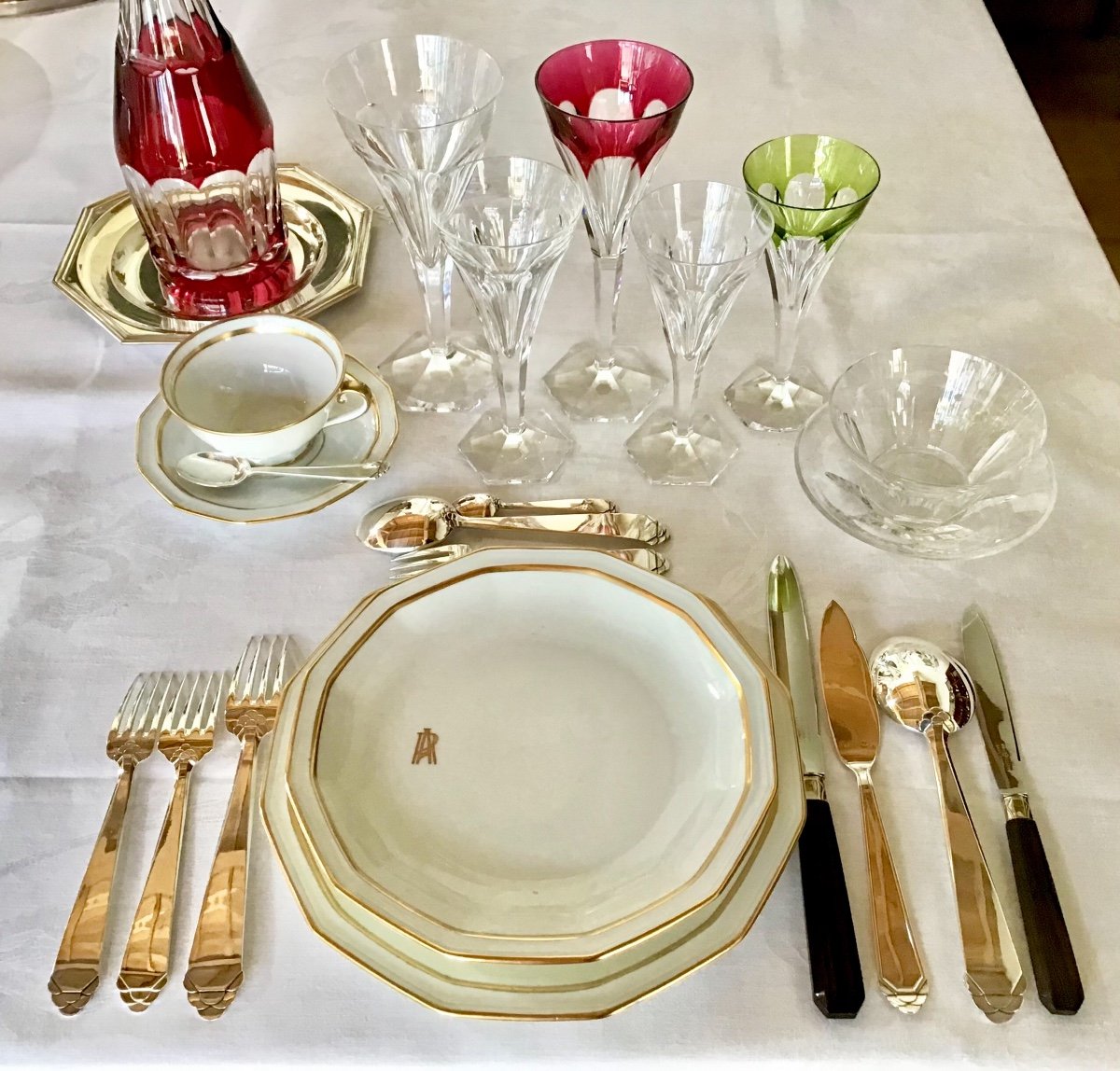 Art Deco Housewife, Sterling Silver, Delheid, Brussels, 140 Pieces-photo-5