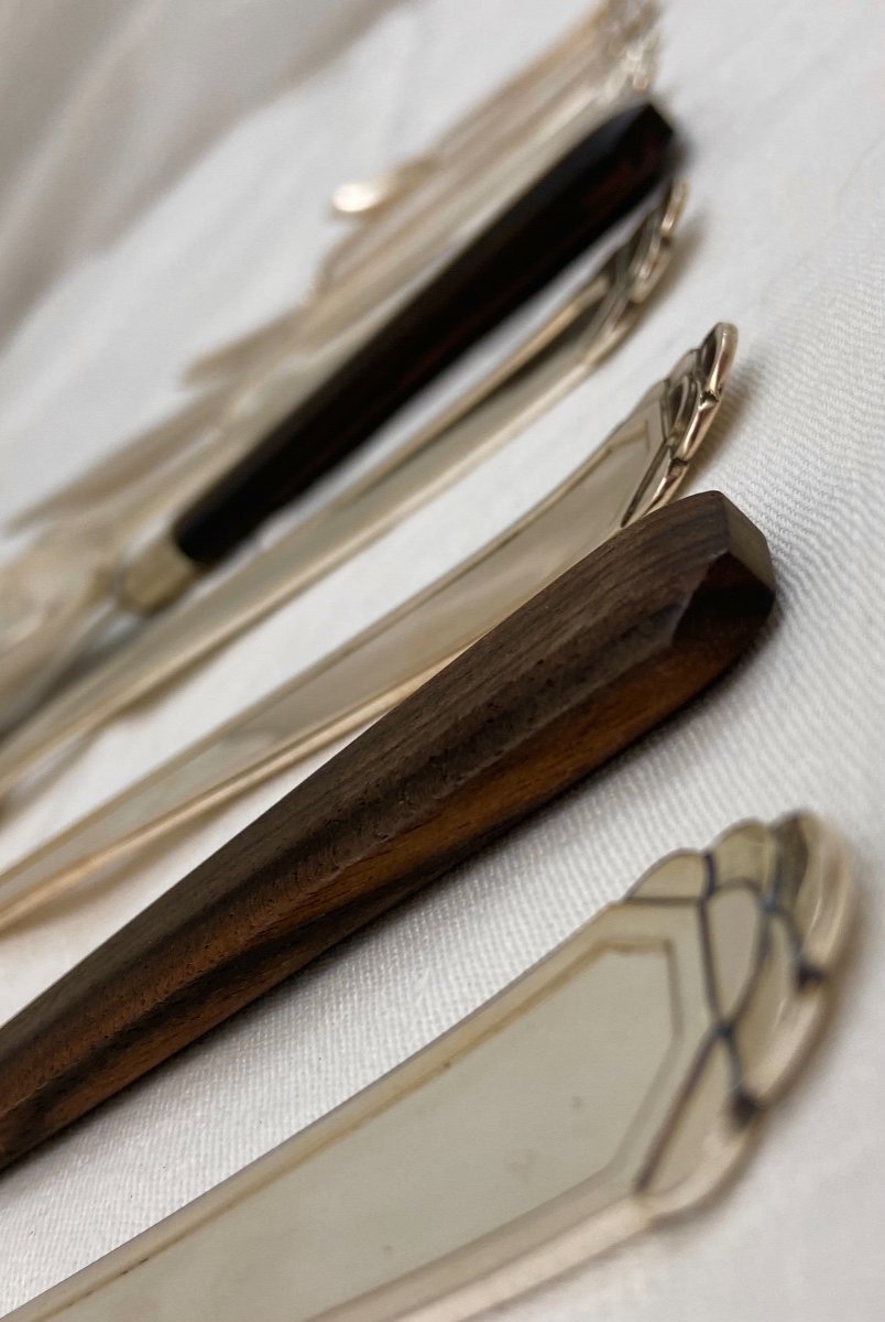 Art Deco Housewife, Sterling Silver, Delheid, Brussels, 140 Pieces-photo-8