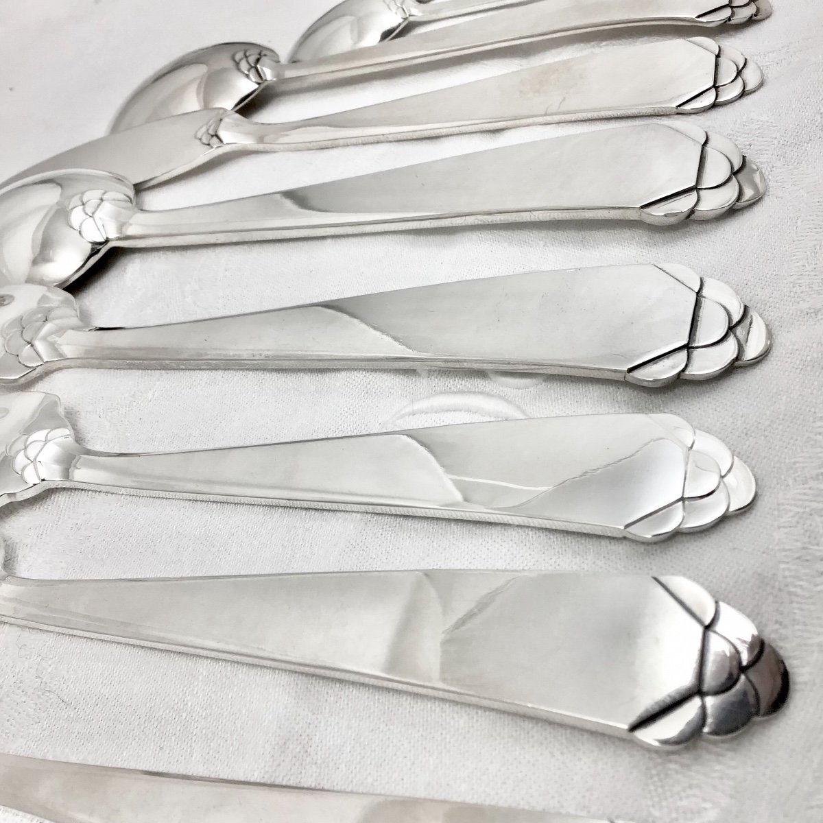 Art Deco Housewife, Sterling Silver, Delheid, Brussels, 140 Pieces