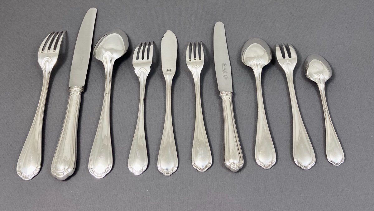 Housewife Christofle « s Patours”, 127 Pieces Paris, For 12 Guests, Silver Metal-photo-2