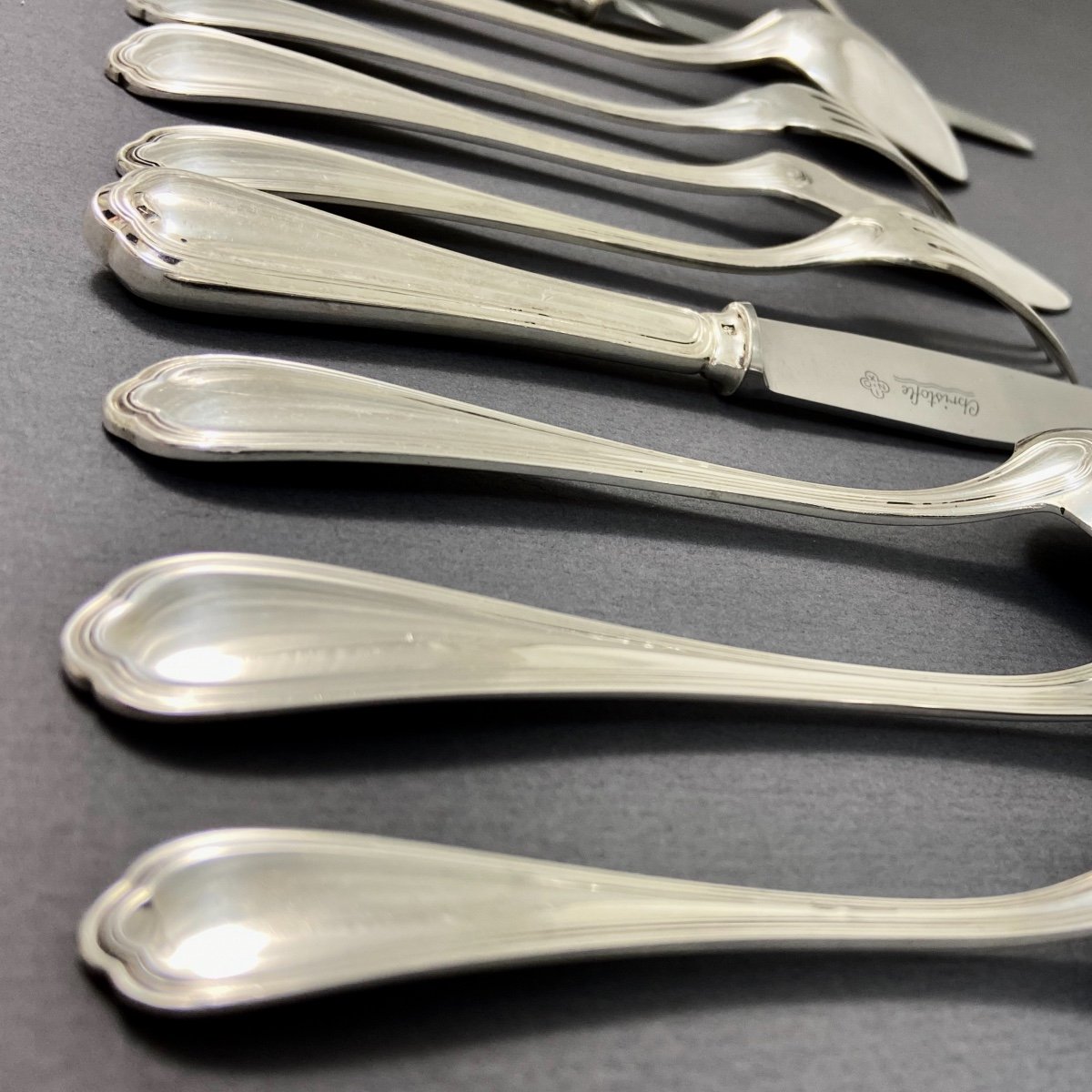Housewife Christofle « s Patours”, 127 Pieces Paris, For 12 Guests, Silver Metal-photo-3