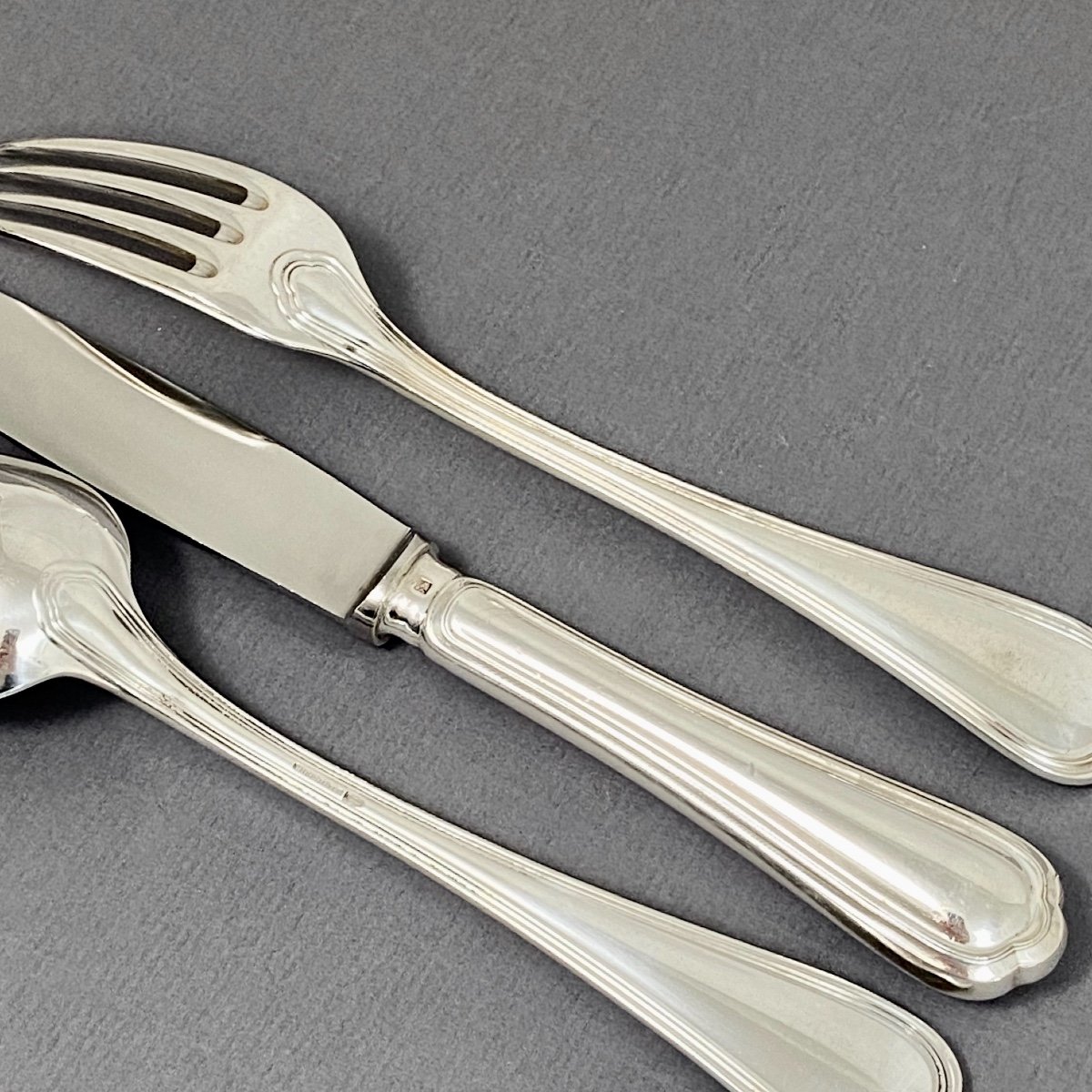 Housewife Christofle « s Patours”, 127 Pieces Paris, For 12 Guests, Silver Metal