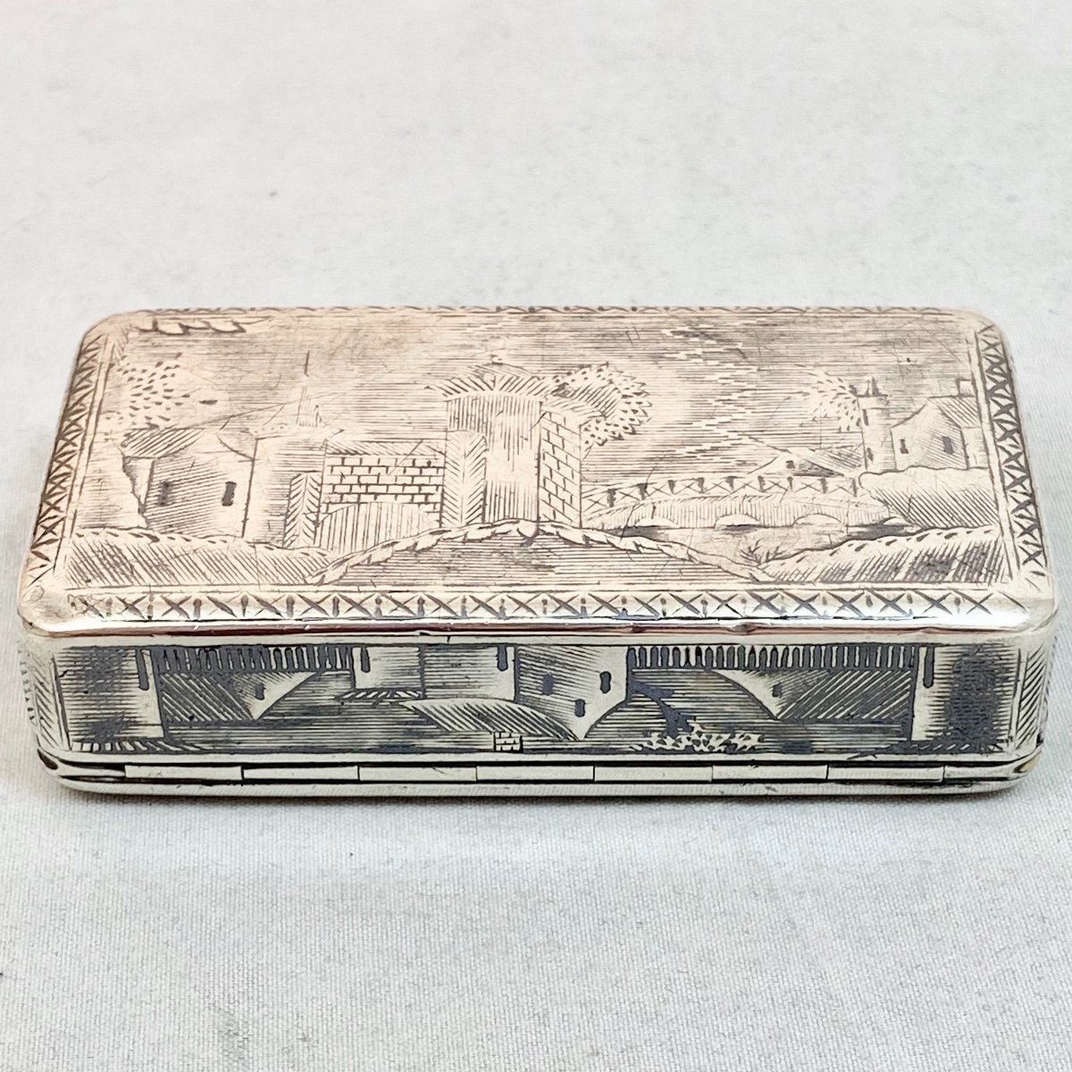 Silver Snuff Box, Russian Work From 1855-photo-2