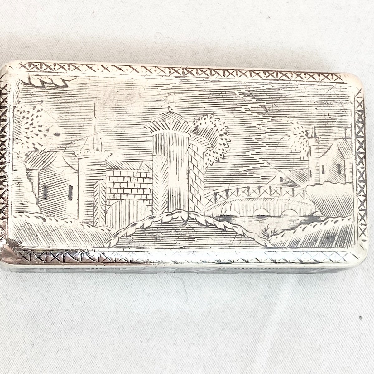 Silver Snuff Box, Russian Work From 1855-photo-3