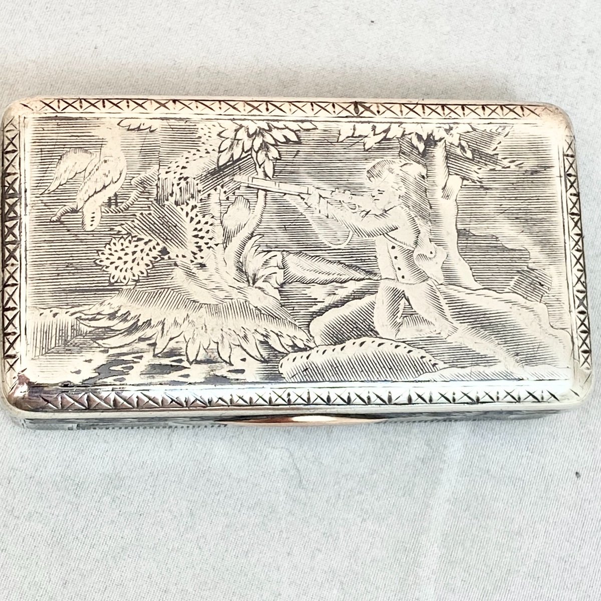 Silver Snuff Box, Russian Work From 1855