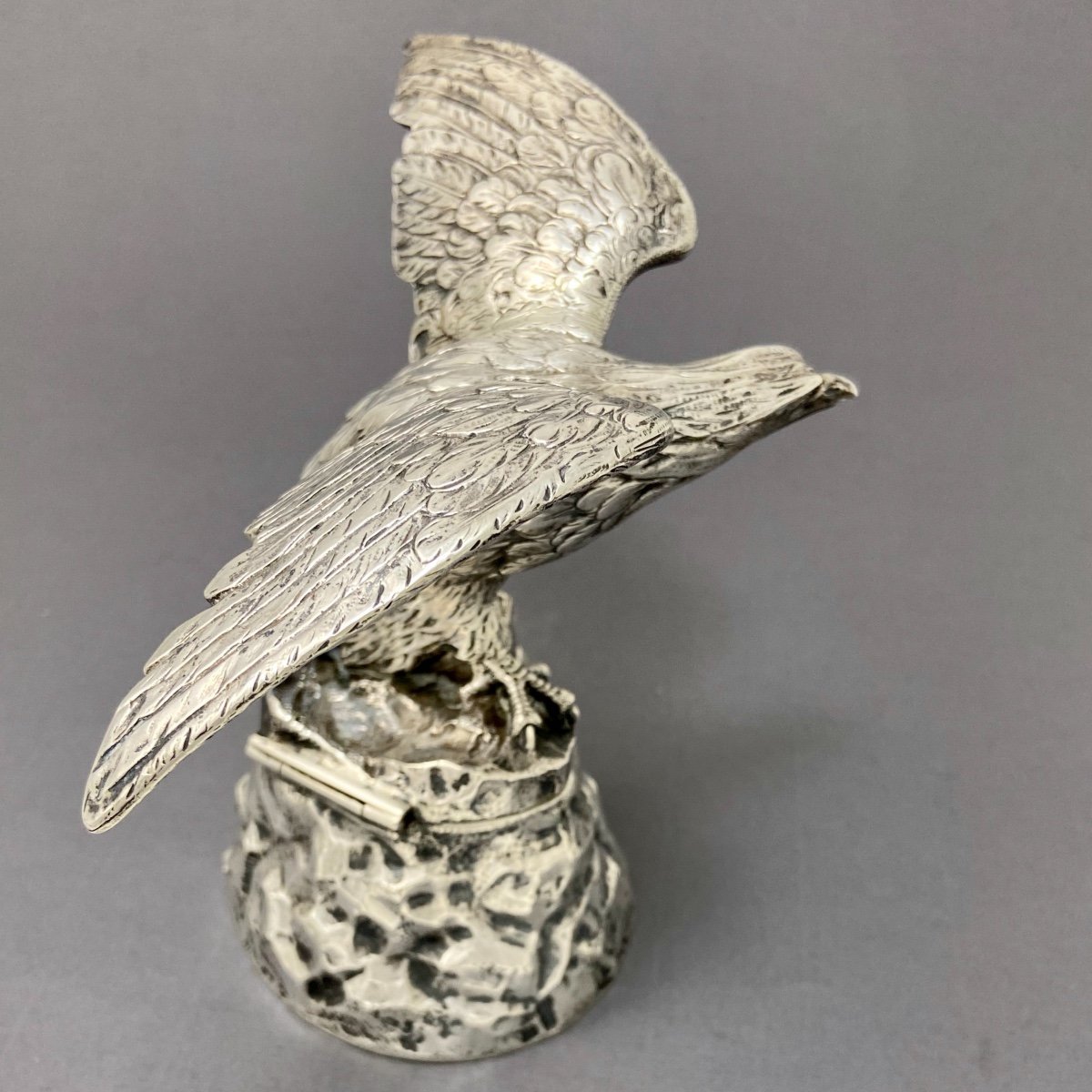 Stunning  Imperial Eagle Inkwell, Silver 800% , Circa 1880-photo-8