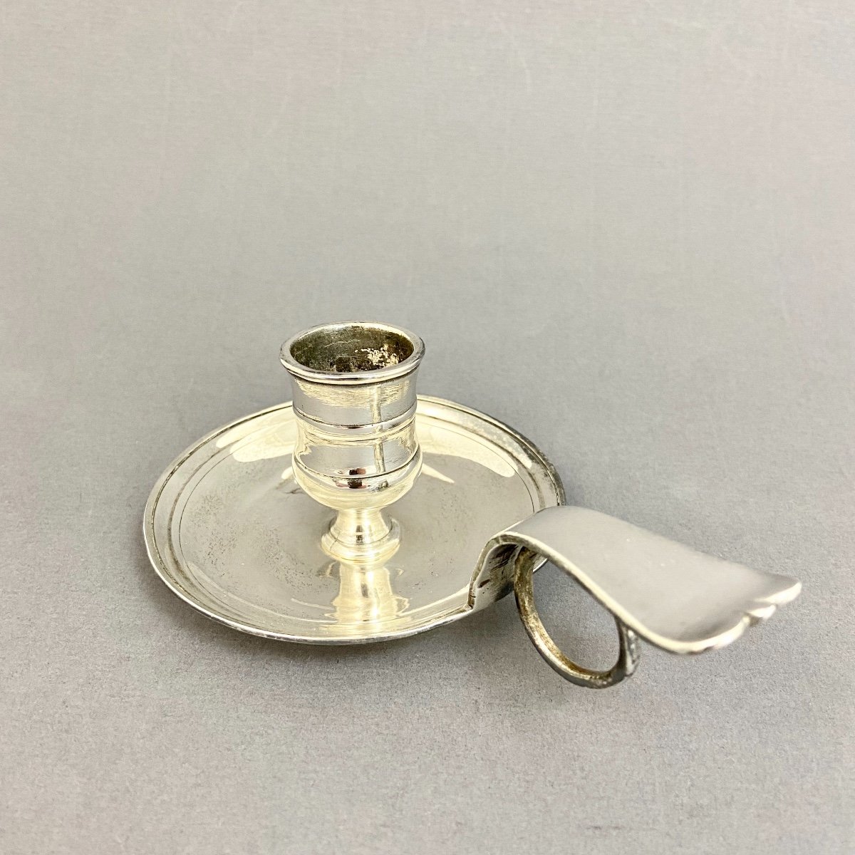 Hand Candle Holder, France, 18th C., Silver Plated-photo-3