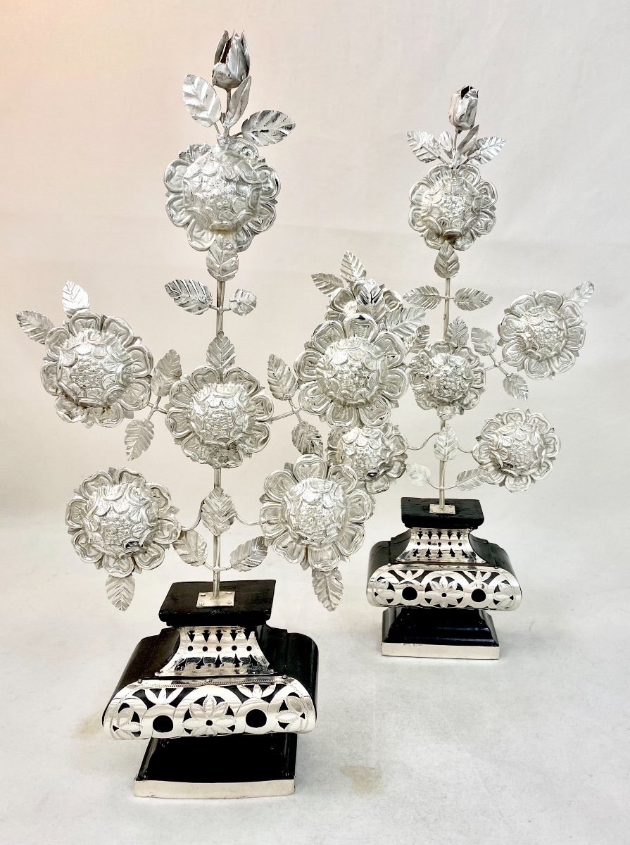 Pair Of Altar Vases, Silver, Flanders, Circa 1700-50-photo-7