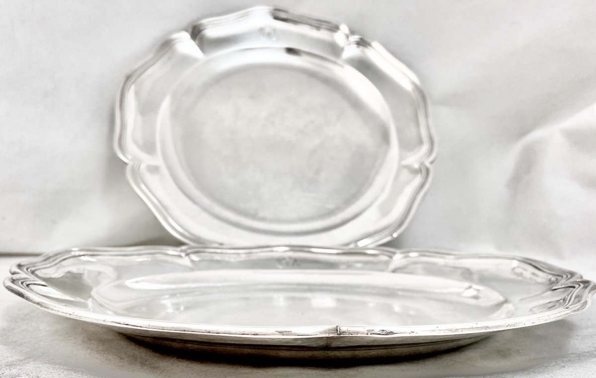 Paire De Plats Louis XV , Trévoux 1751-1771,  François-luc Bouvier ,argent Massif -photo-2