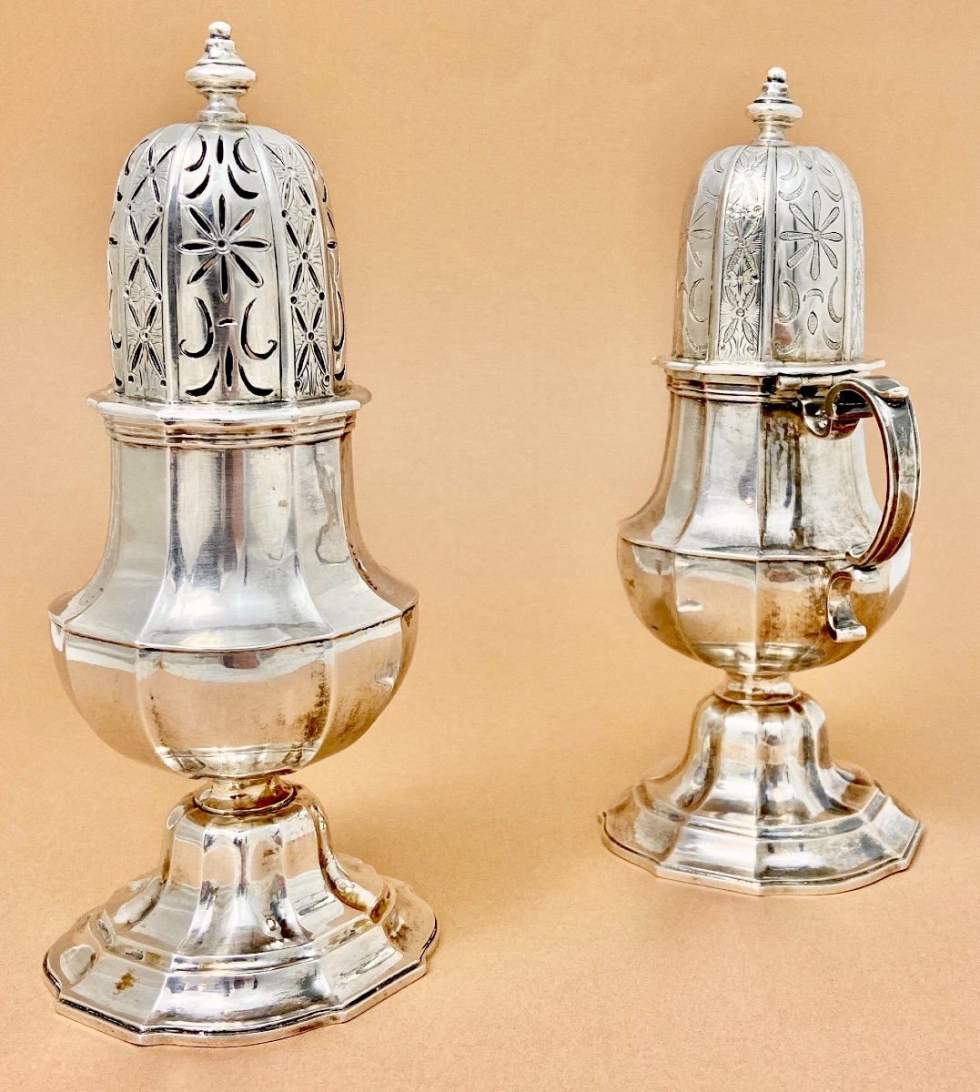 Sugar Caster And Muscardine Pot , Liège 1749-50, Olivier Franckson, Sterling Silver-photo-6