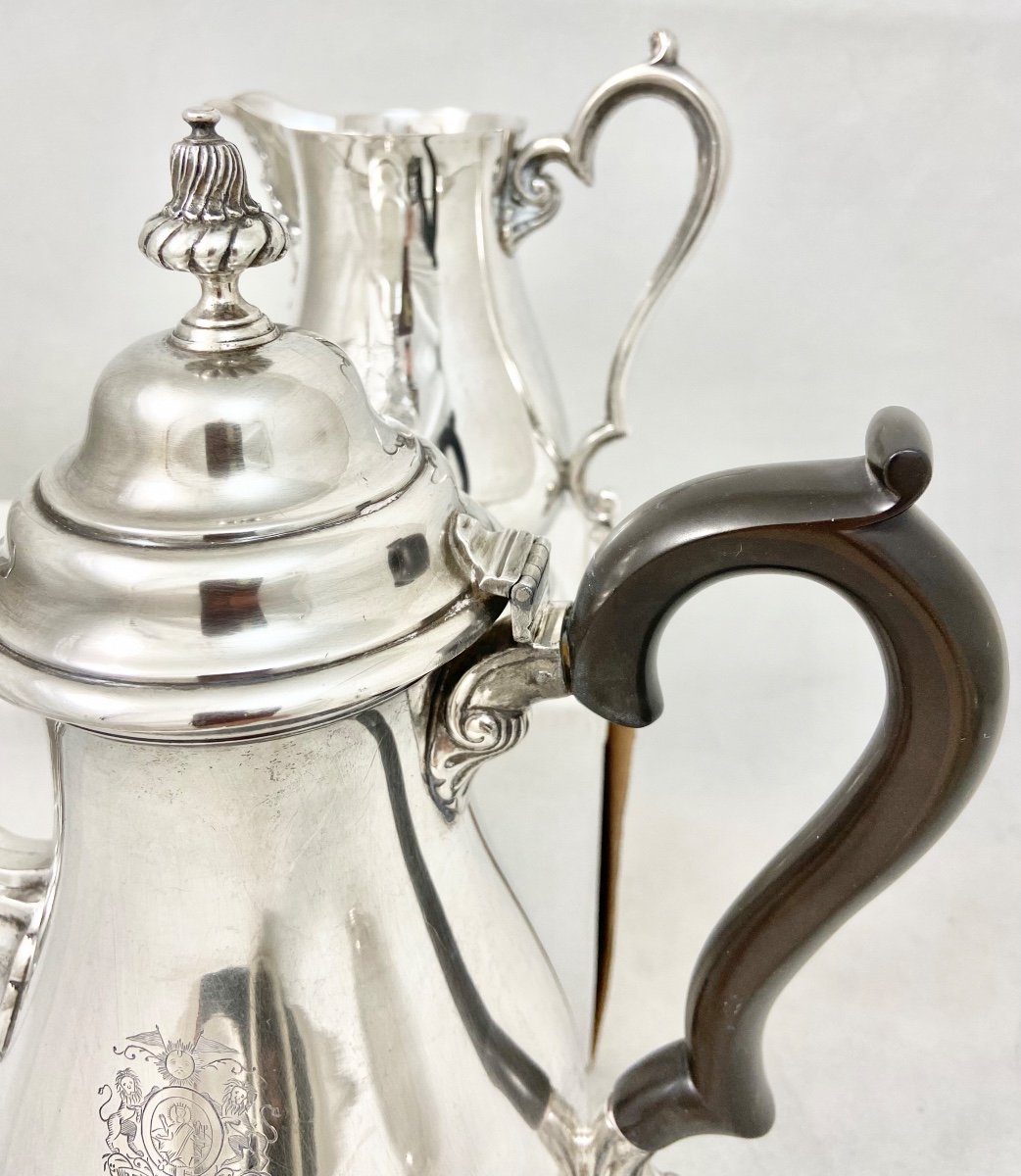 Coffee Set  From The Last Raja (king) Of Sikar (rajastan), Sterling Silver, Calcutta 1948-photo-3