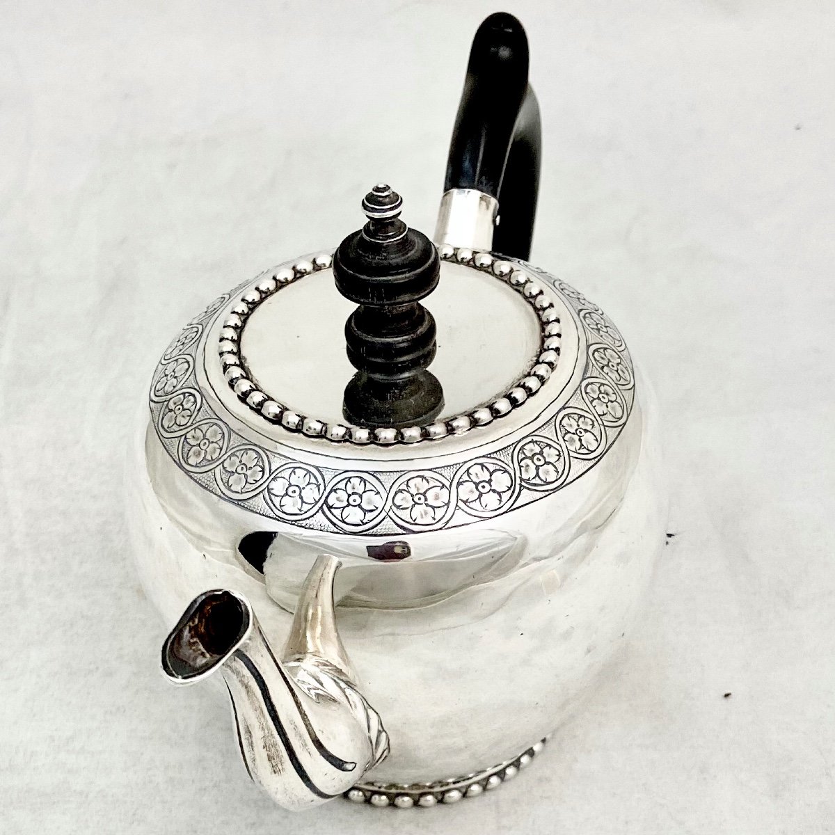 Louis XVI Teapot, Amsterdam 1780, Barend Swierink, Sterling Silver, Trekpotje-photo-5