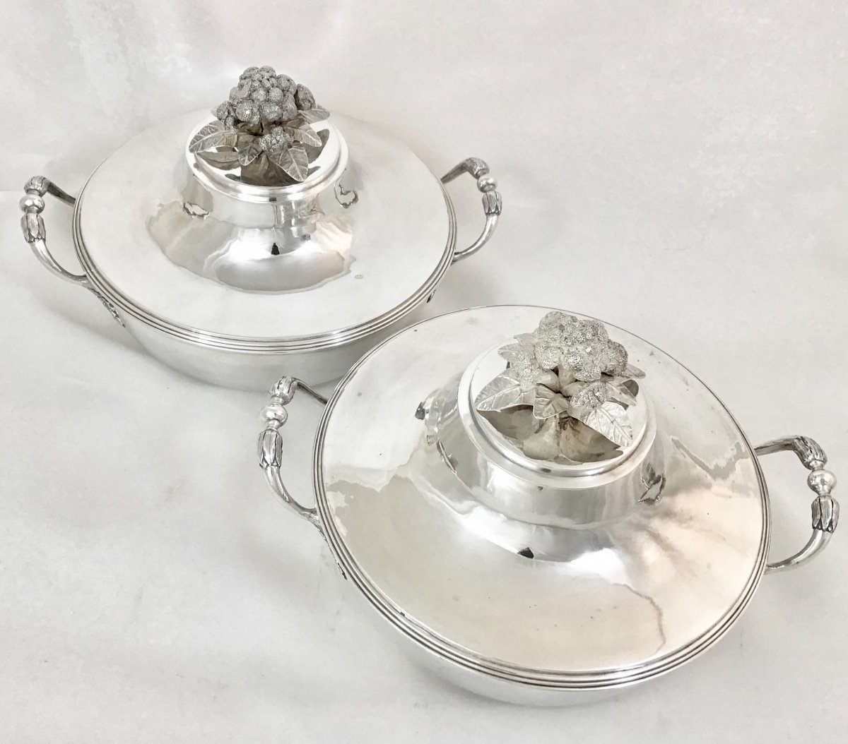 Pair Of Vegetable Dishes , Paris 1788, Nicolas Fauconnier, Sterling Silver-photo-4
