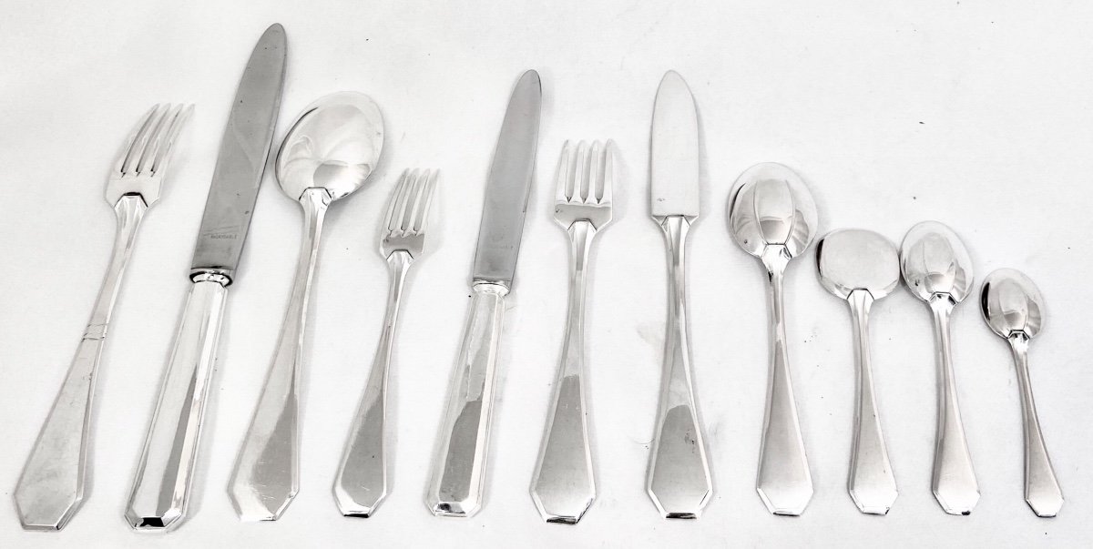 Art Deco Cutlery Set, Sterling Silver, 150 Pieces Delheid, Frères, Brussels Circa 1925-1940, Nr. 39-photo-2