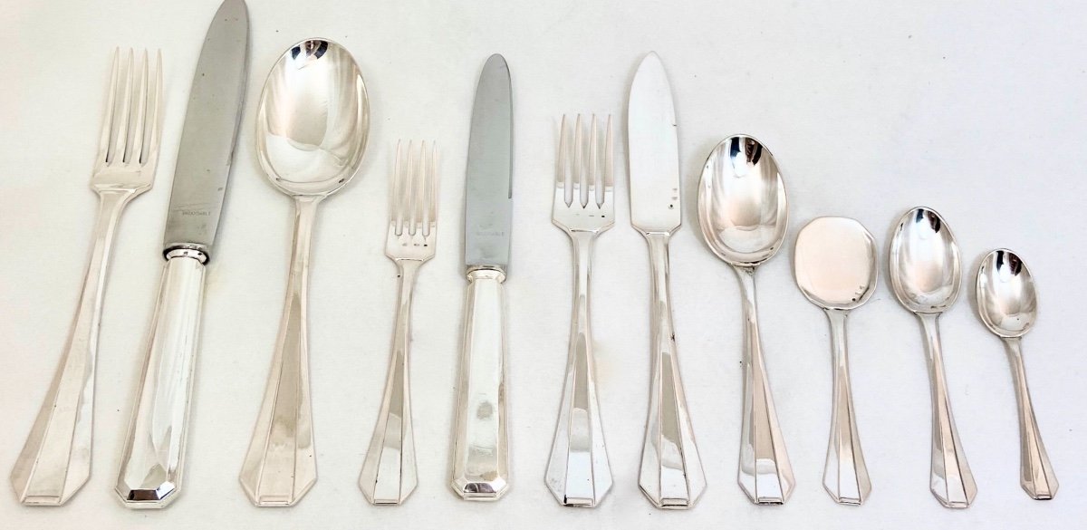 Art Deco Cutlery Set, Sterling Silver, 150 Pieces Delheid, Frères, Brussels Circa 1925-1940, Nr. 39-photo-4