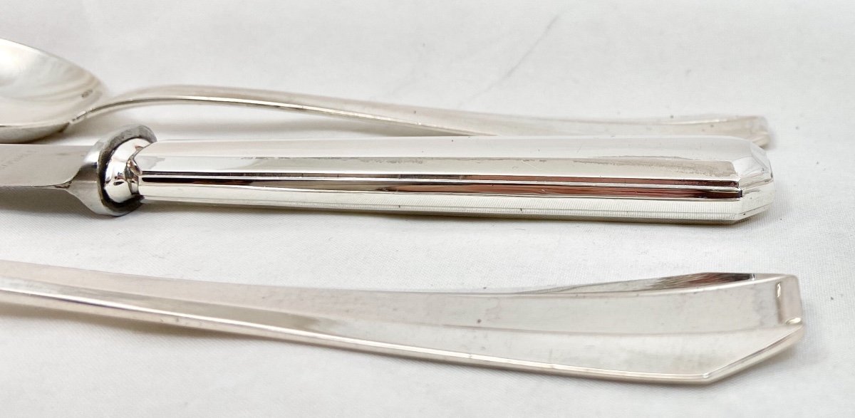 Art Deco Cutlery Set, Sterling Silver, 150 Pieces Delheid, Frères, Brussels Circa 1925-1940, Nr. 39-photo-2