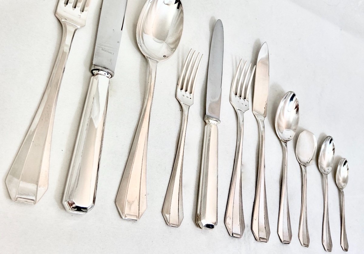 Art Deco Cutlery Set, Sterling Silver, 150 Pieces Delheid, Frères, Brussels Circa 1925-1940, Nr. 39-photo-5