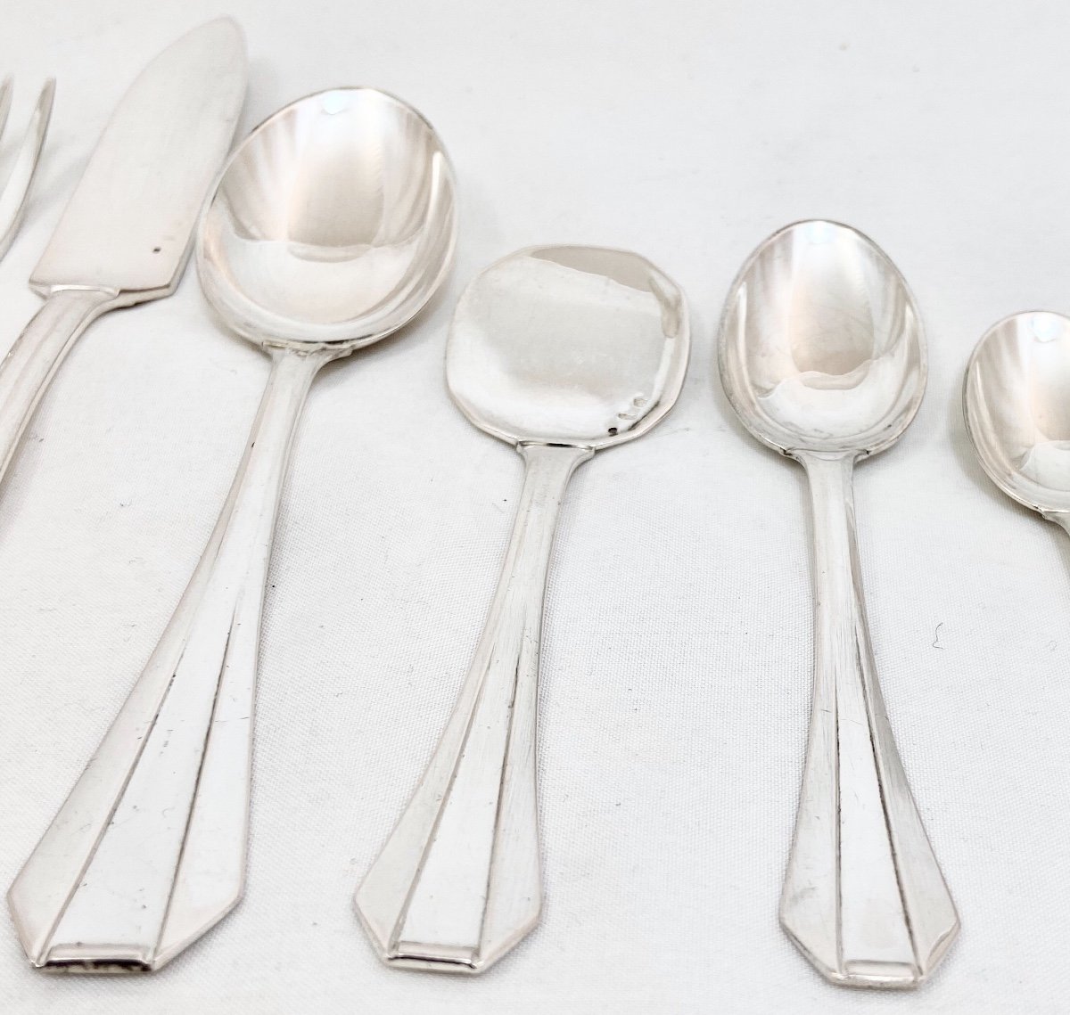 Art Deco Cutlery Set, Sterling Silver, 150 Pieces Delheid, Frères, Brussels Circa 1925-1940, Nr. 39-photo-8