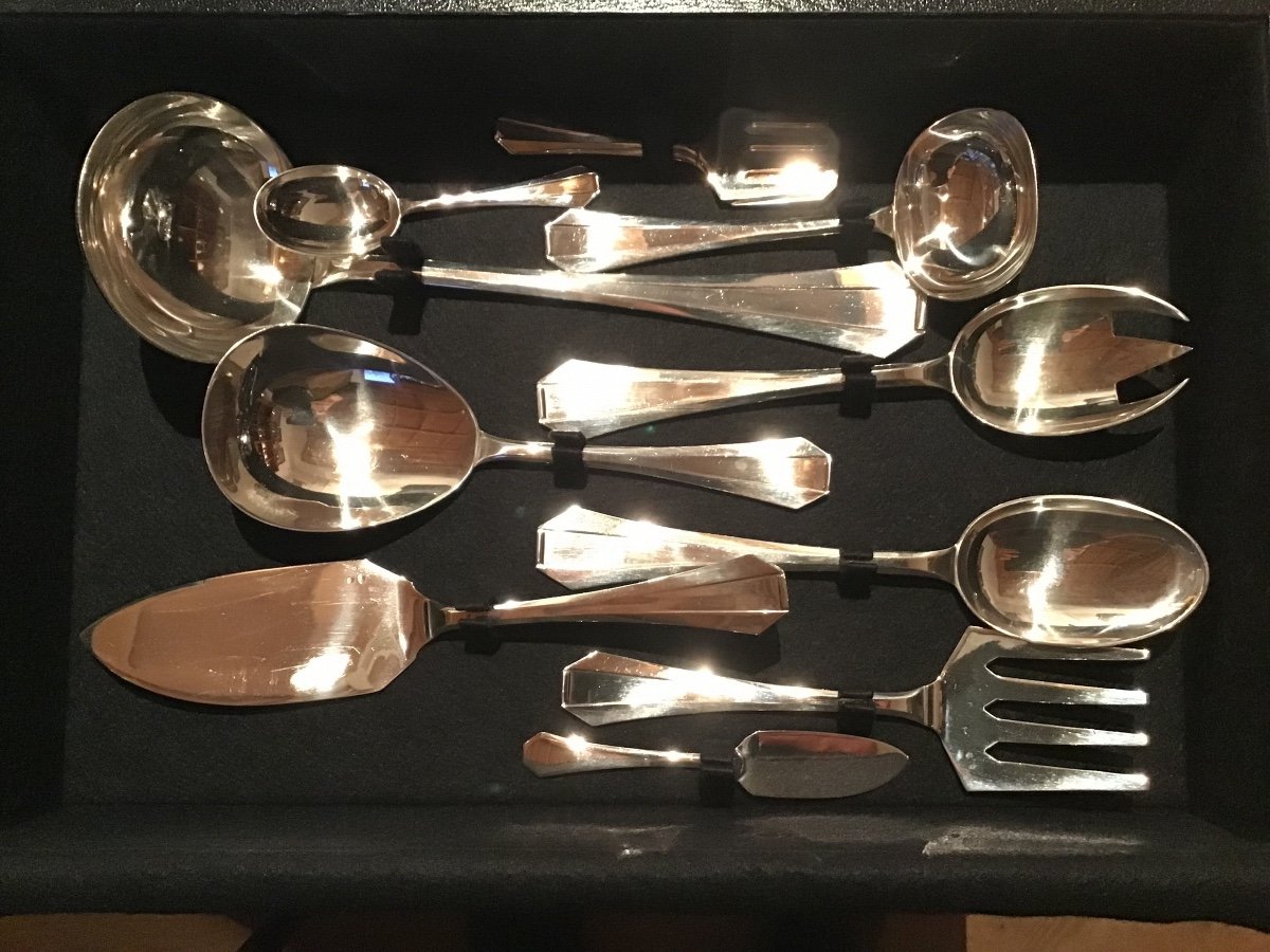 Art Deco Cutlery Set, Sterling Silver, 150 Pieces Delheid, Frères, Brussels Circa 1925-1940, Nr. 39-photo-1