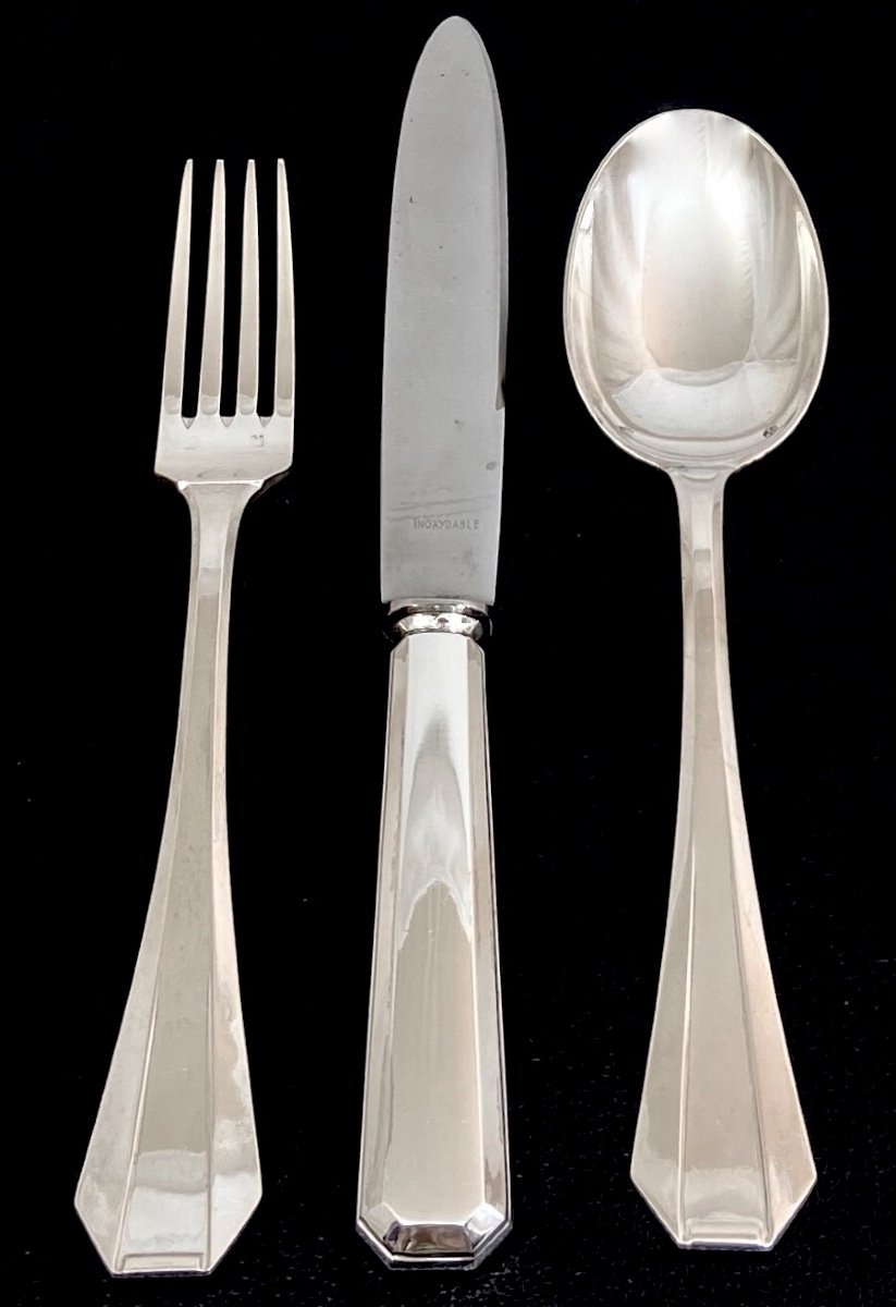 Art Deco Cutlery Set, Sterling Silver, 150 Pieces Delheid, Frères, Brussels Circa 1925-1940, Nr. 39