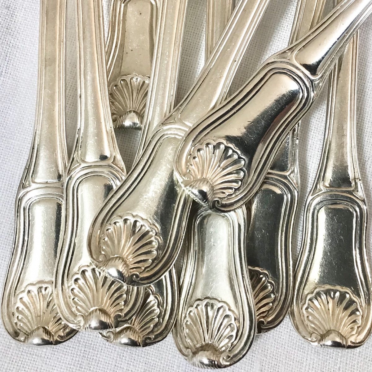 12 Forks And Spons ,besançon 1747, Grandguillaume Goldsmith, Sterling Silver-photo-2