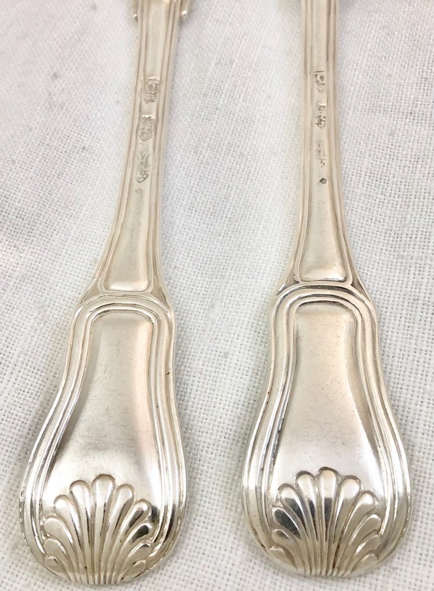 12 Forks And Spons ,besançon 1747, Grandguillaume Goldsmith, Sterling Silver-photo-8
