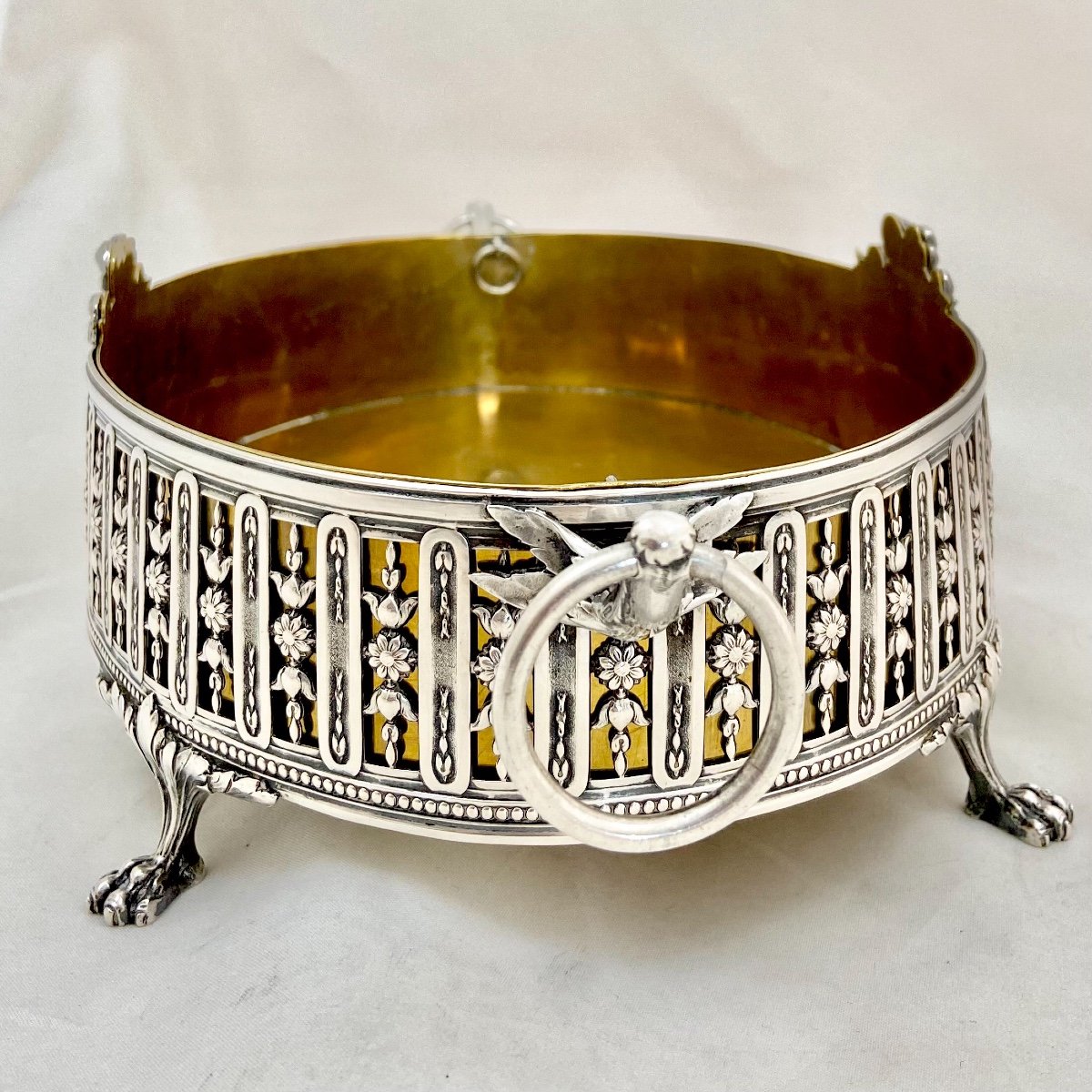 Centrepiece,sterling Silver, Brass Interior, Debaus Brussels Circa 1890-1910-photo-3