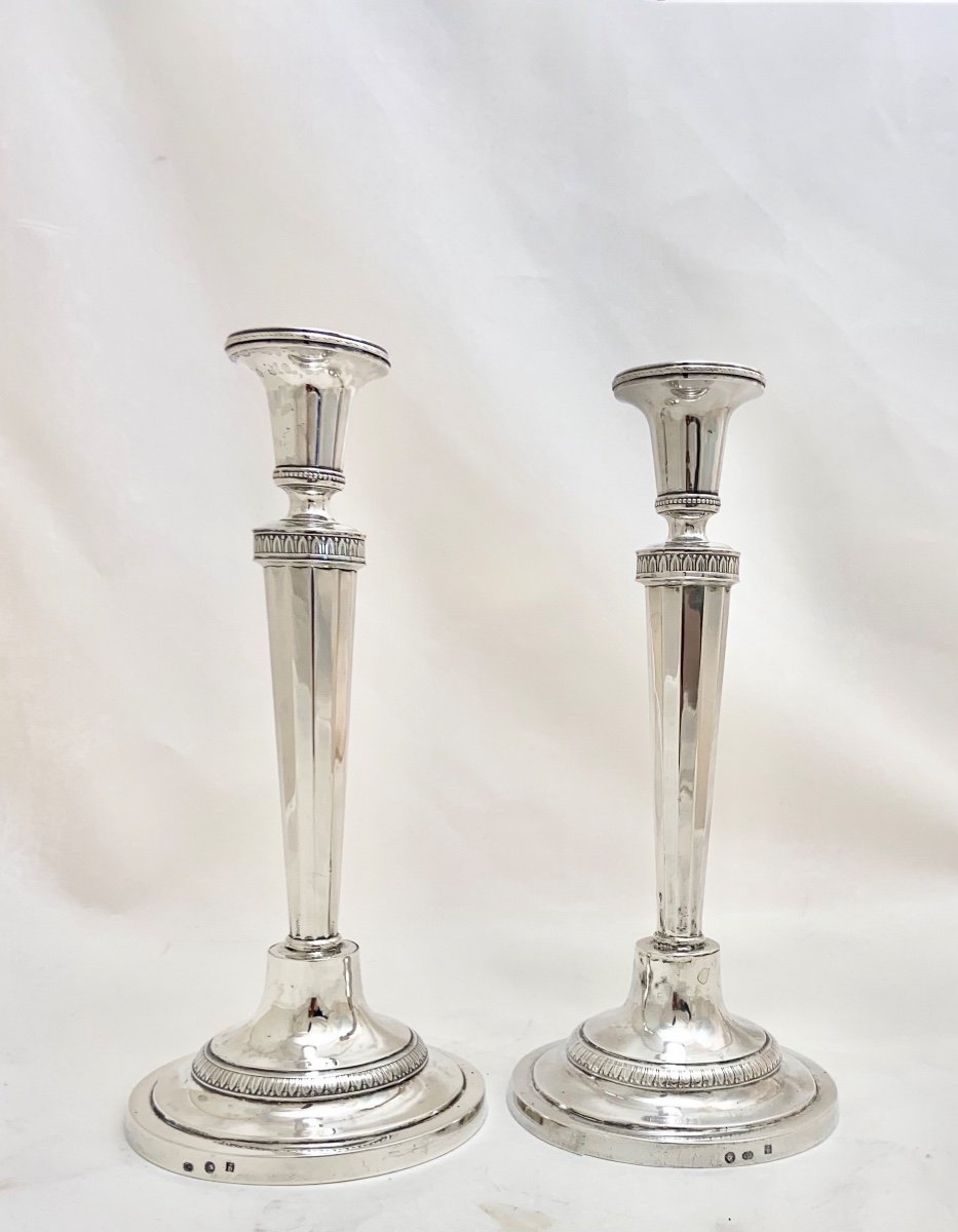 Charles X Candlesticks, Mons 1814-1831, Sterling Silver, Pierre Deshorgnies-photo-2