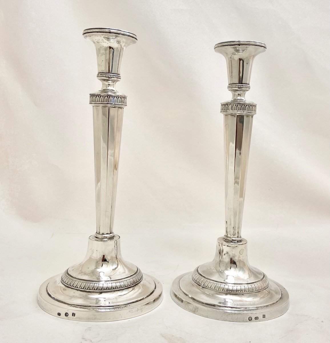 Charles X Candlesticks, Mons 1814-1831, Sterling Silver, Pierre Deshorgnies-photo-3