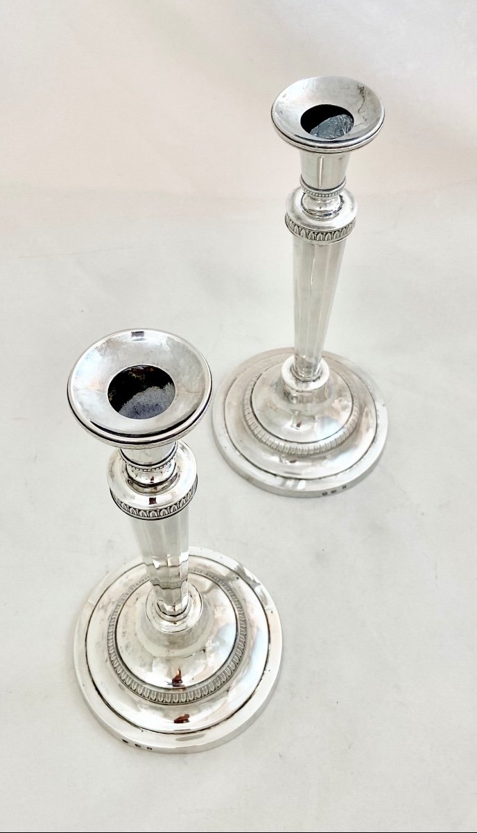 Charles X Candlesticks, Mons 1814-1831, Sterling Silver, Pierre Deshorgnies-photo-4