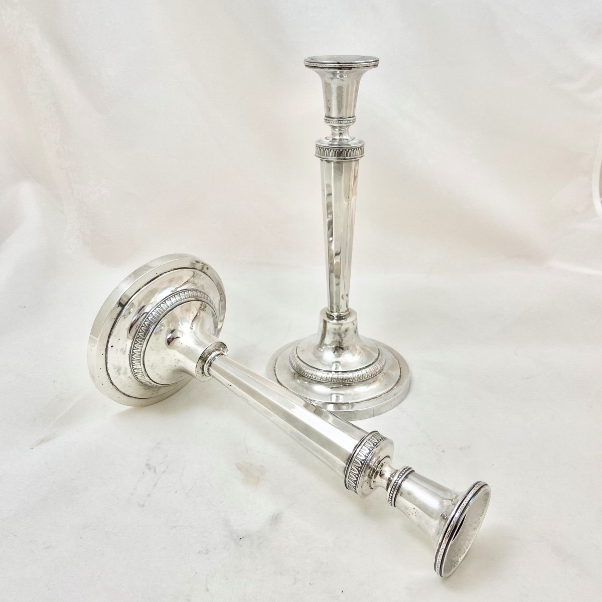 Charles X Candlesticks, Mons 1814-1831, Sterling Silver, Pierre Deshorgnies-photo-6