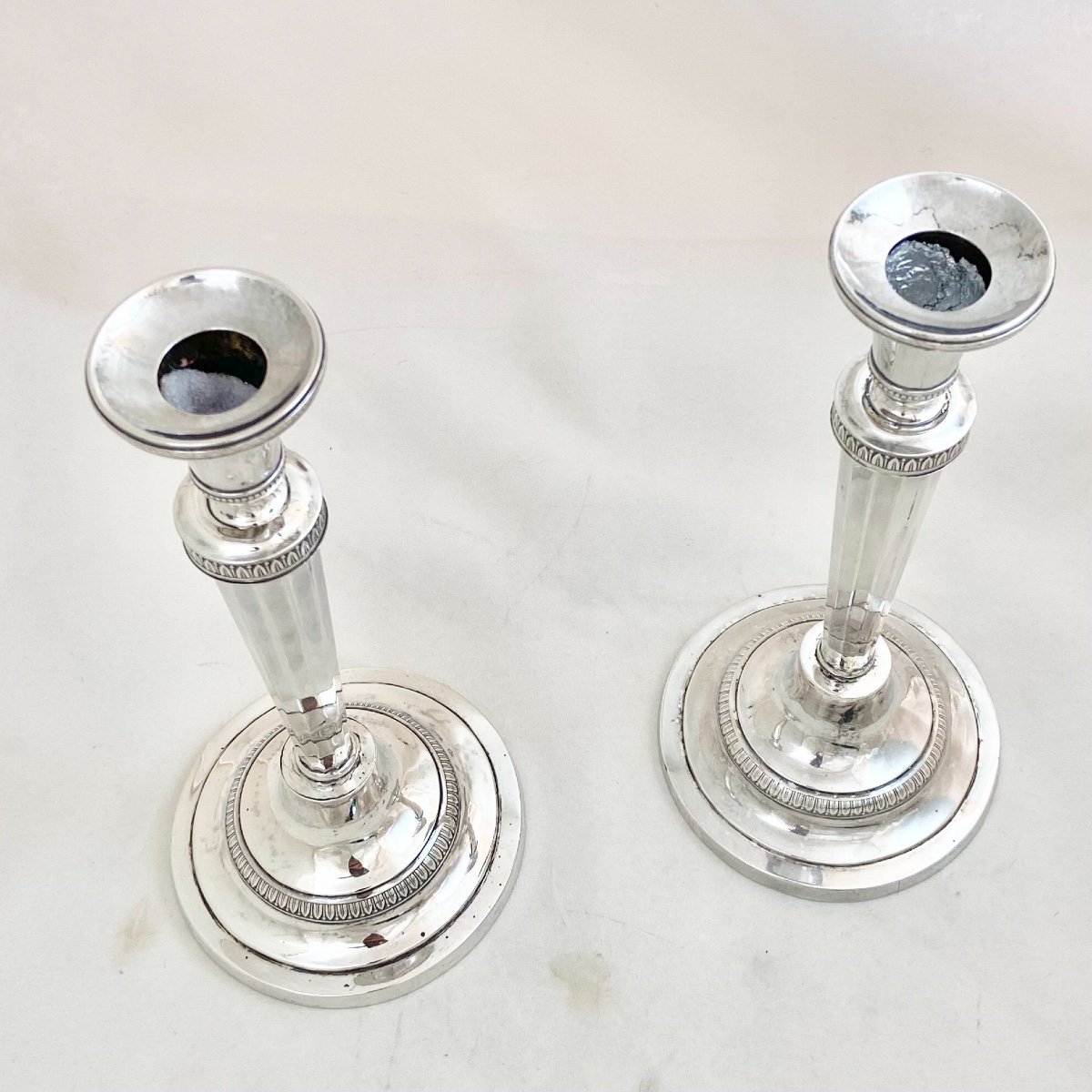 Charles X Candlesticks, Mons 1814-1831, Sterling Silver, Pierre Deshorgnies-photo-8