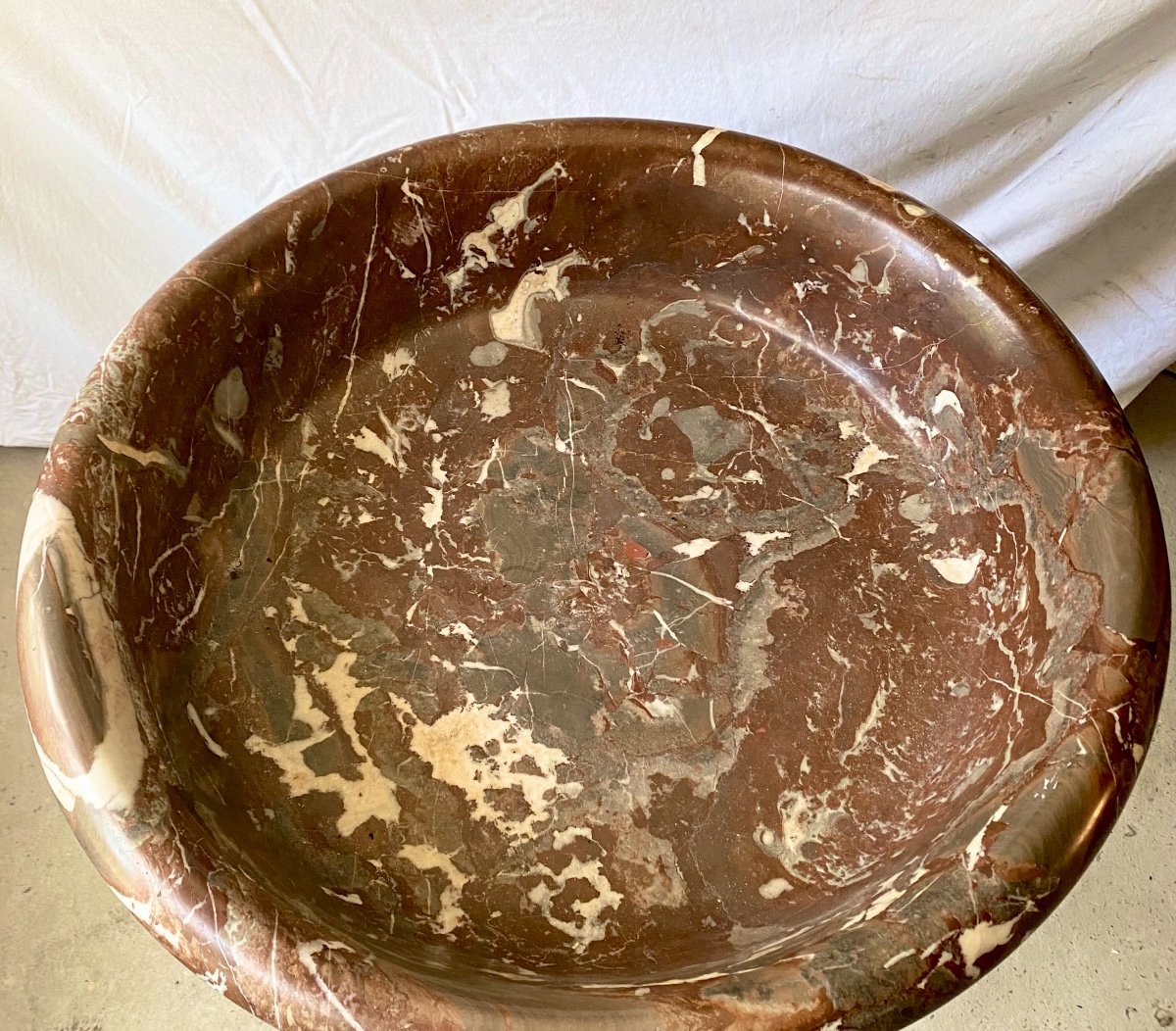 Baptismal Font, Basin, Stoup, 18th Century, Red Rance Marble-photo-3