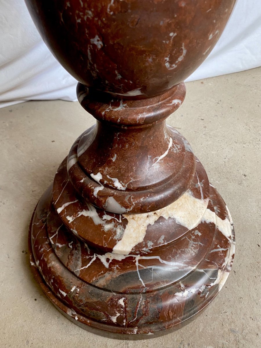 Baptismal Font, Basin, Stoup, 18th Century, Red Rance Marble-photo-4