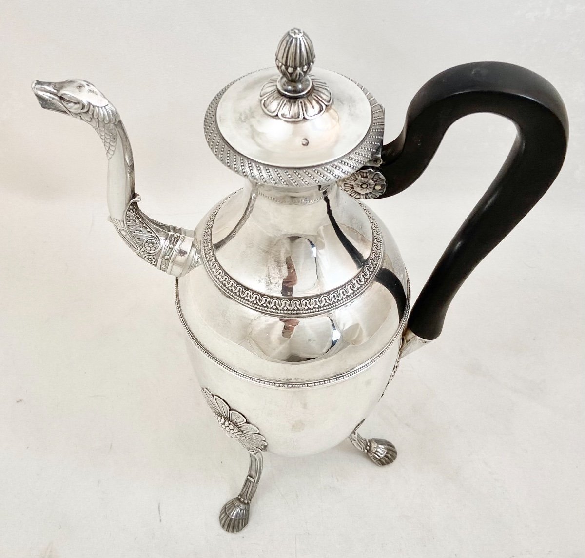 Cafetière , Paris 1819-38, Argent Massif, à La Tête De Prince Africain , Quentin Baschelet -photo-4