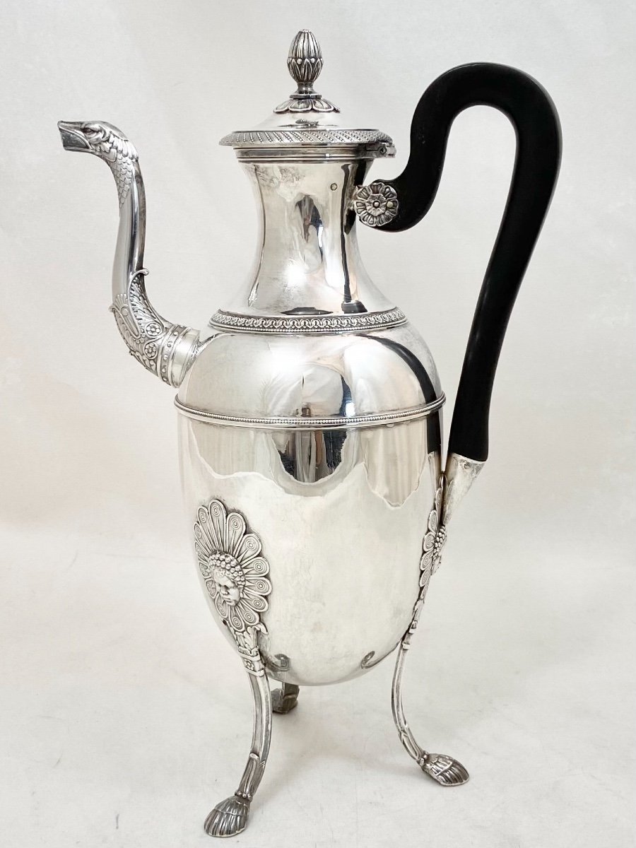 Cafetière , Paris 1819-38, Argent Massif, à La Tête De Prince Africain , Quentin Baschelet -photo-6