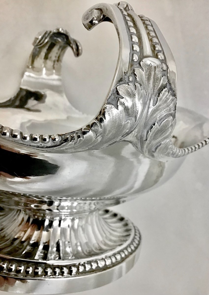 Importante Saucière Louis XVI, Paris 1783, Antoine Lucas , Argent Massif -photo-4