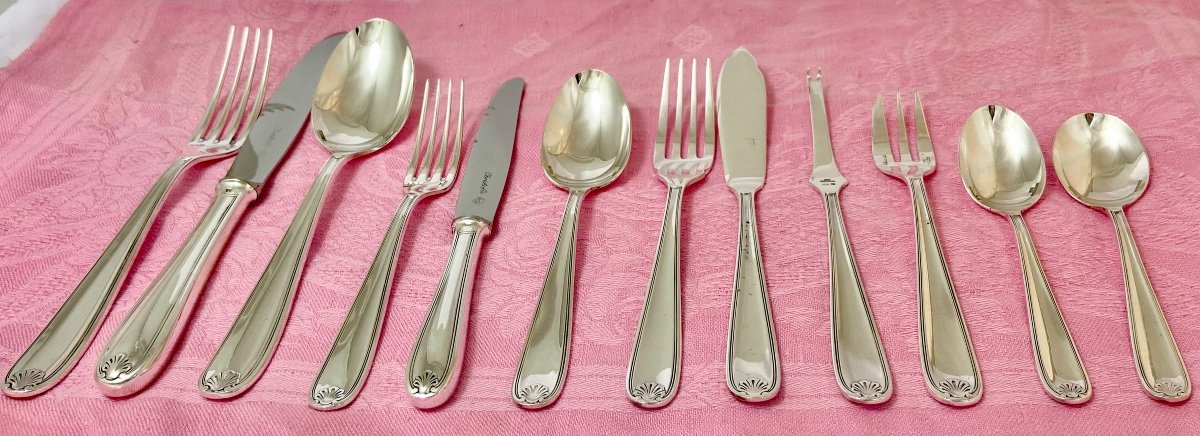 Christofle Cutlery Set, Clément Marot Model, 157 Pieces, Silver Metal-photo-2