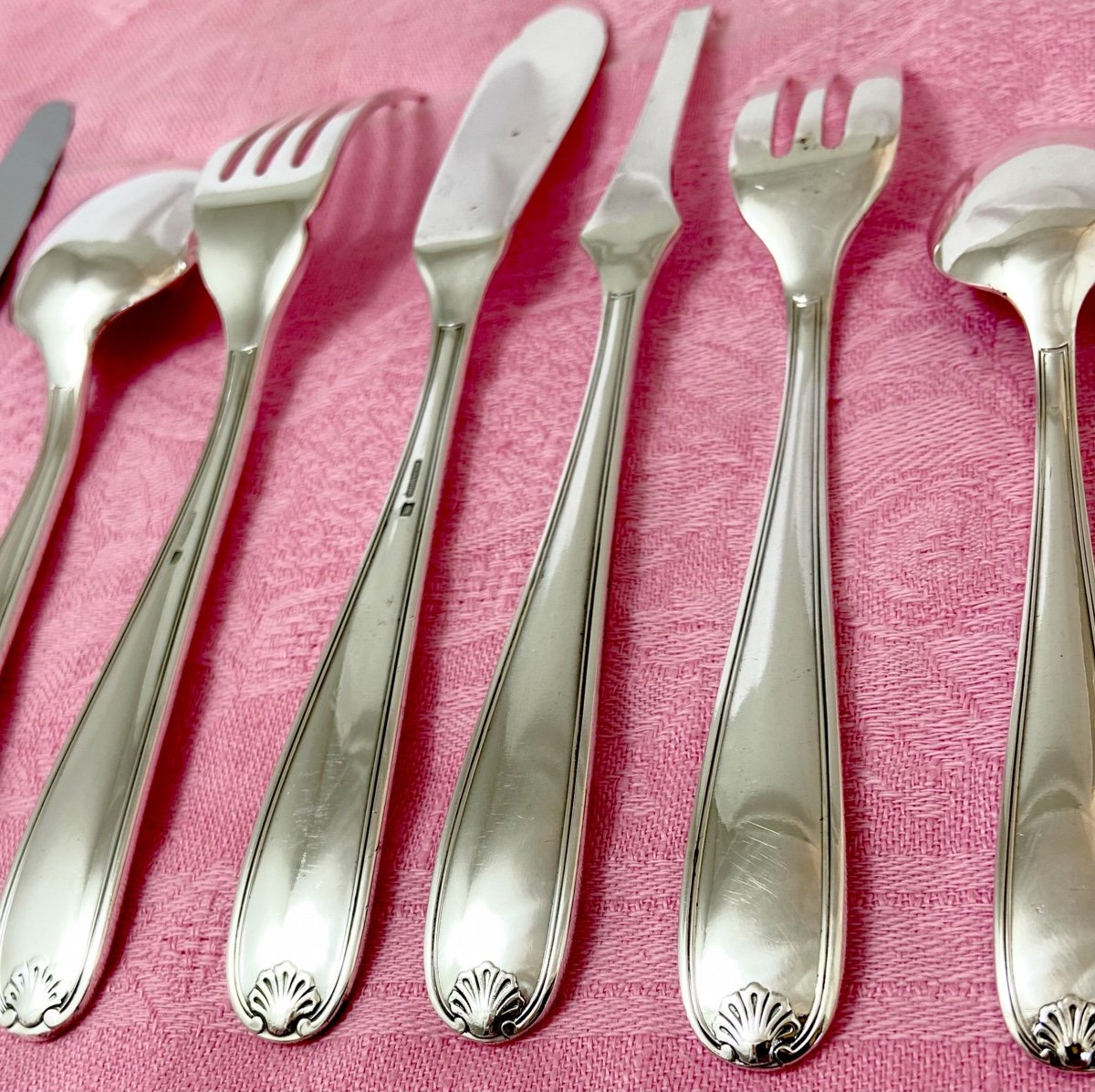 Christofle Cutlery Set, Clément Marot Model, 157 Pieces, Silver Metal-photo-4