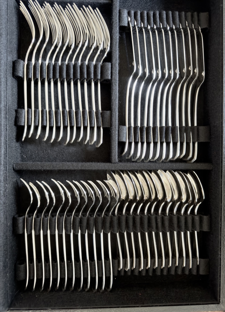 Ménagère America , Christofle , 141 Pièces Pour 12 Personnes, Métal Argenté , Art Déco -photo-6