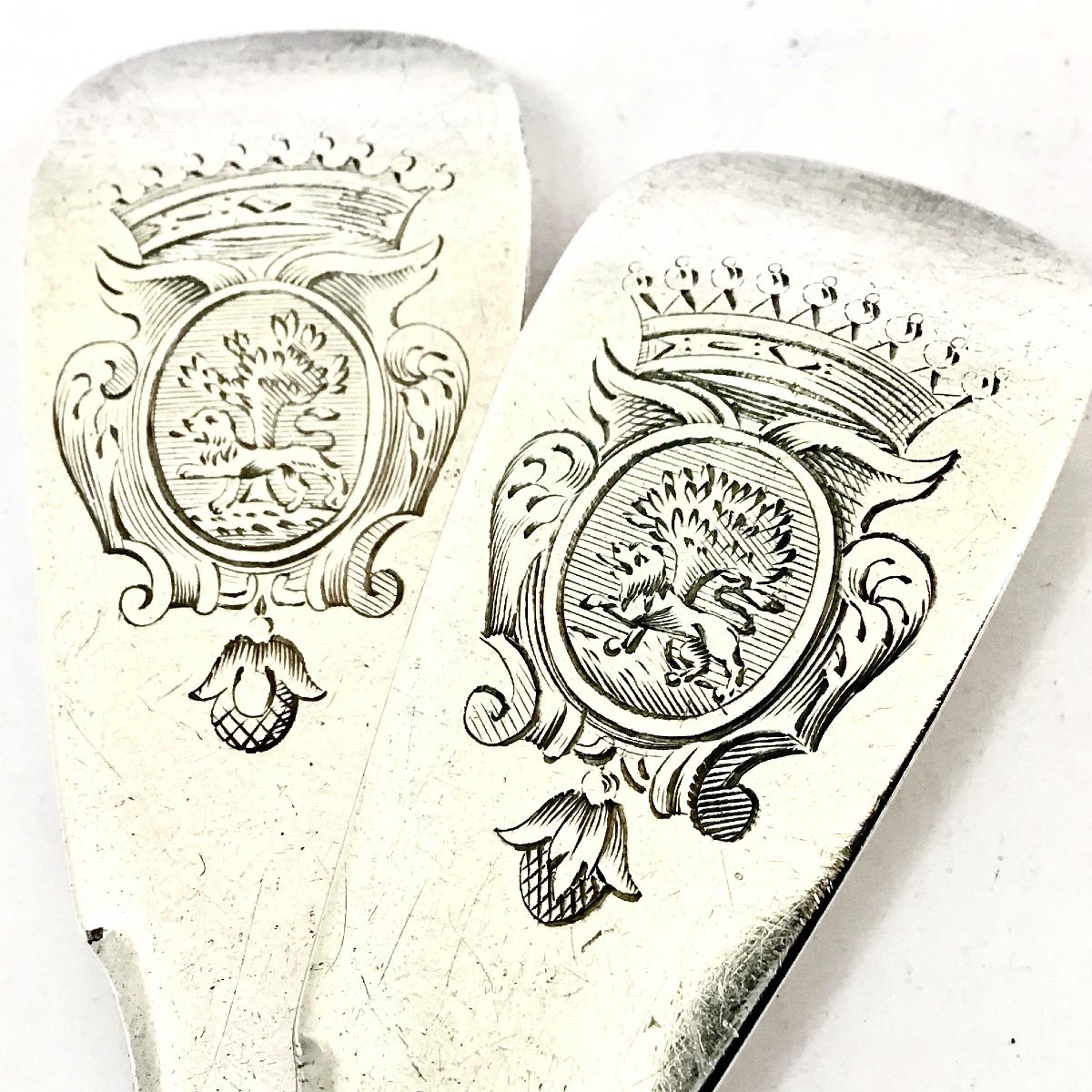 Two Spoons, Rouen 1784, Lamoureux Matthieu Pierre, Sterling Silver-photo-2