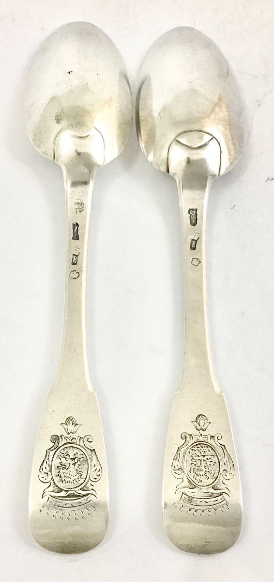 Two Spoons, Rouen 1784, Lamoureux Matthieu Pierre, Sterling Silver-photo-4