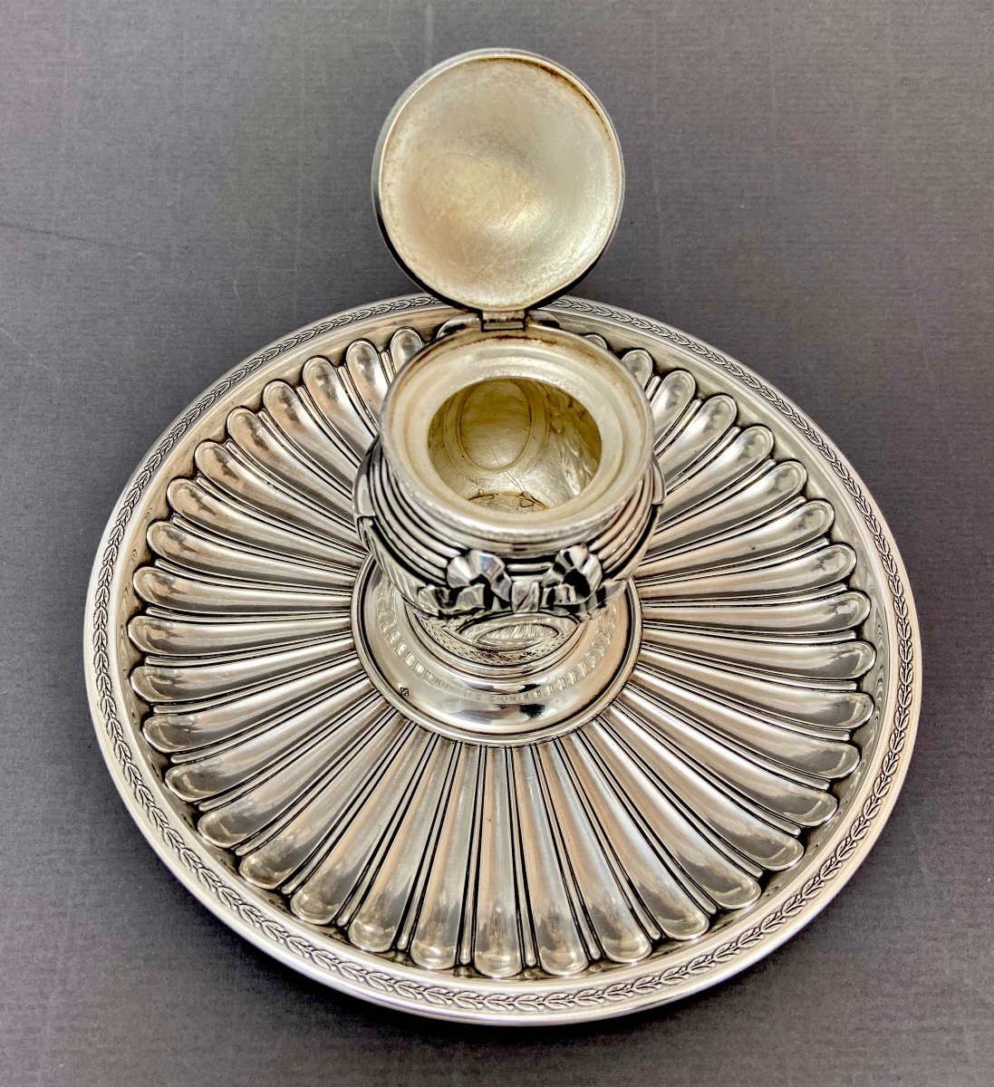 Inkwell Louis XVI, Sterling Silver, Risler & Carré, Paris 1890-1910-photo-4