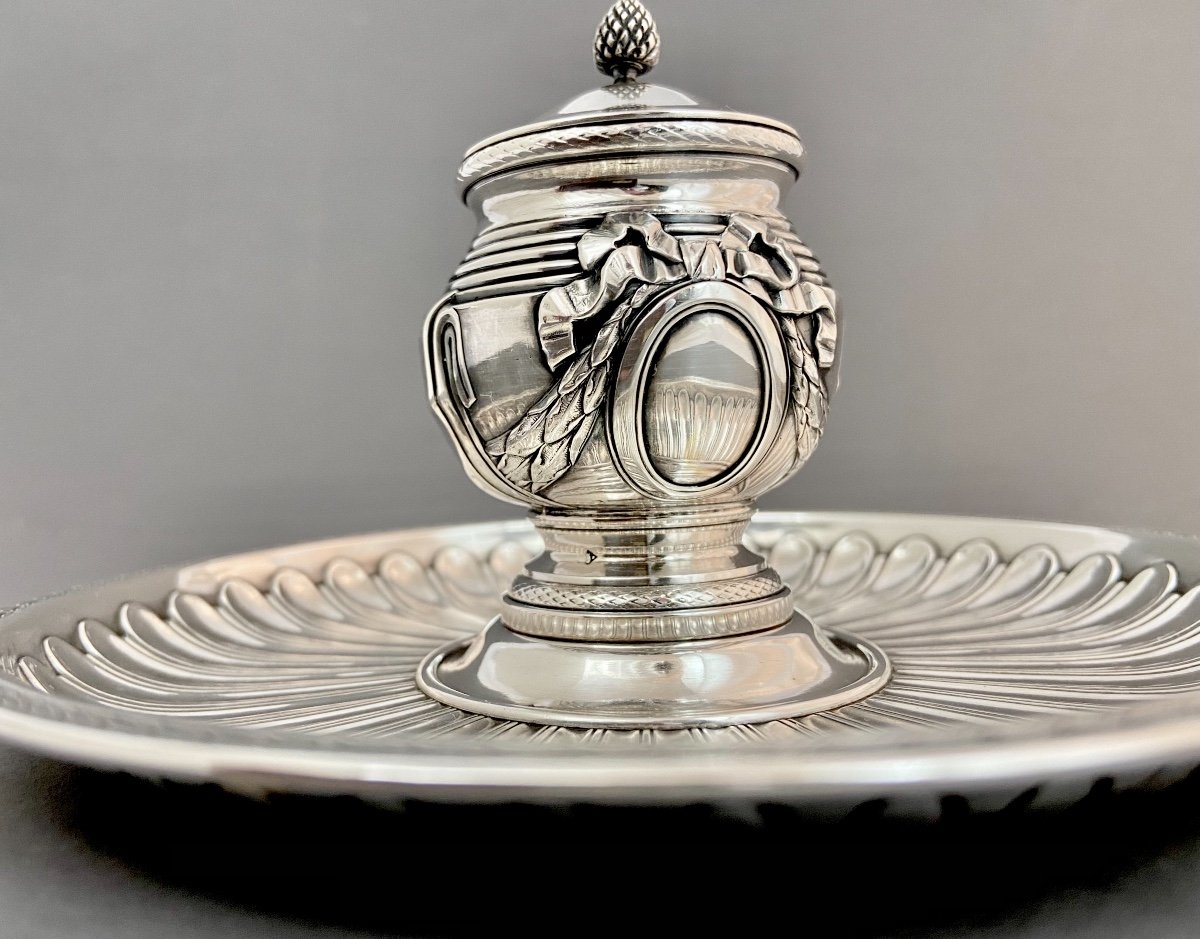 Inkwell Louis XVI, Sterling Silver, Risler & Carré, Paris 1890-1910-photo-2