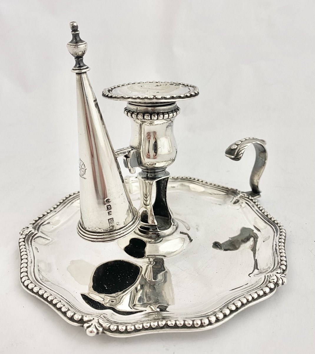 Chamberstick, London 1773, John I Crouch And Th. Hannam, Sterling Silver-photo-2