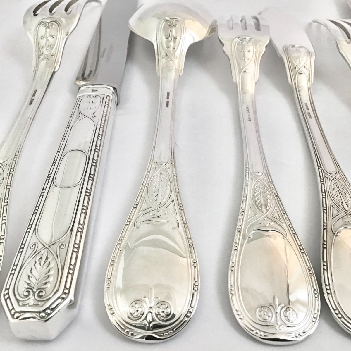 Cardeilhac  Hristofle Sterling Silver Brienne Pattern 126 Pièces -photo-8