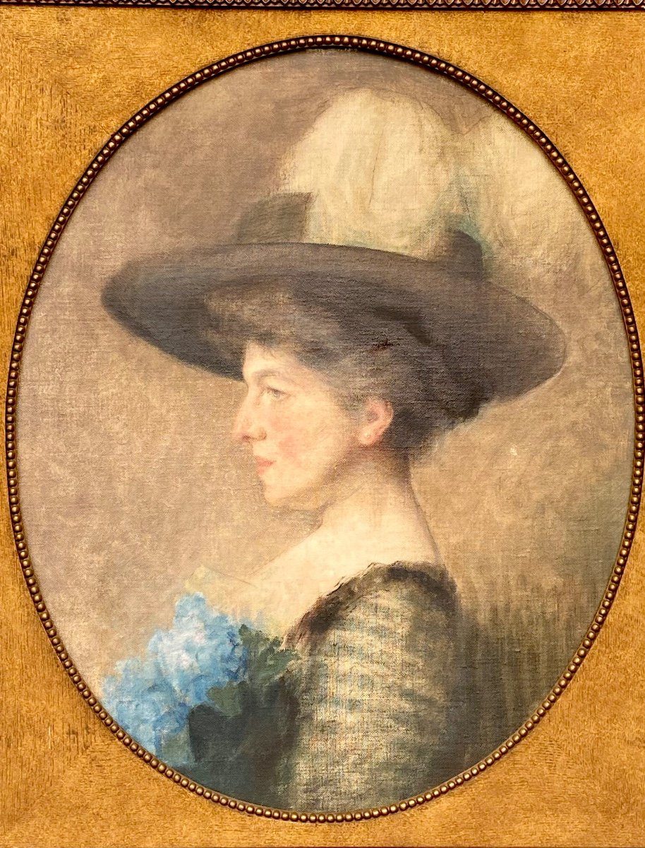Portrait De Dame De Qualité, 1890 -1910 , Huile Sur Toile-photo-2